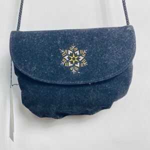 Vintage Velvet Embroidered Shoulder Evening Bag  8”x6”